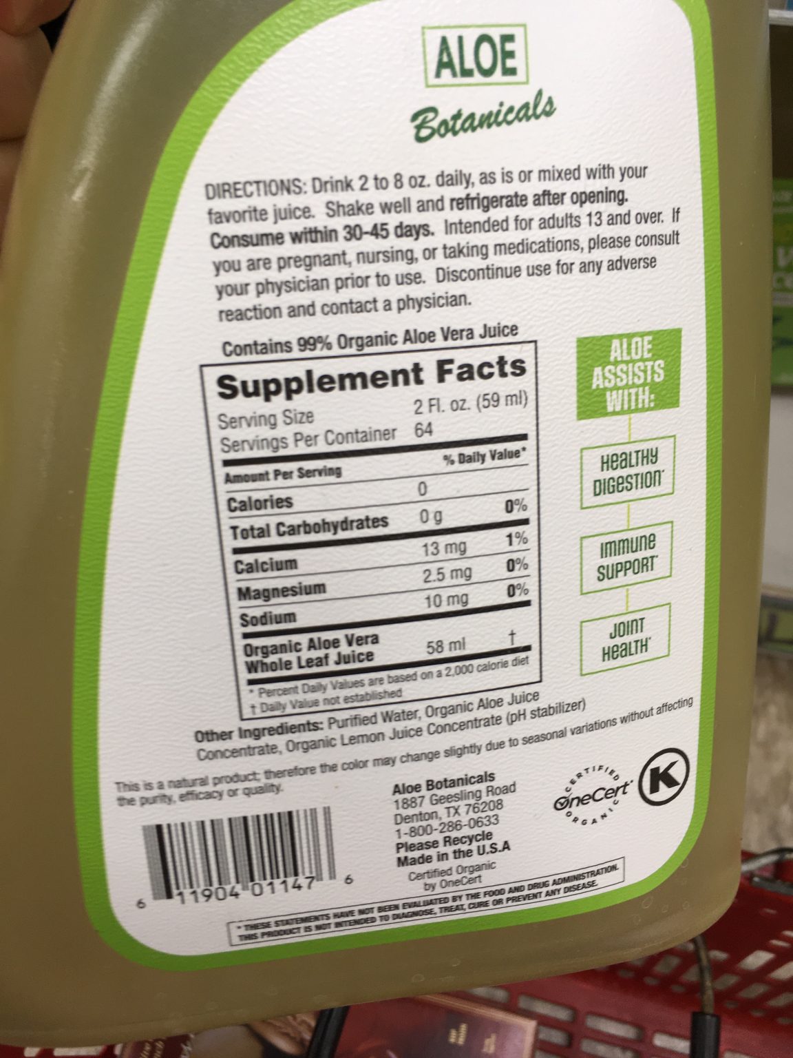 Trader Joe's Aloe Vera Juice, Organic Whole Leaf - Trader Joe's Reviews