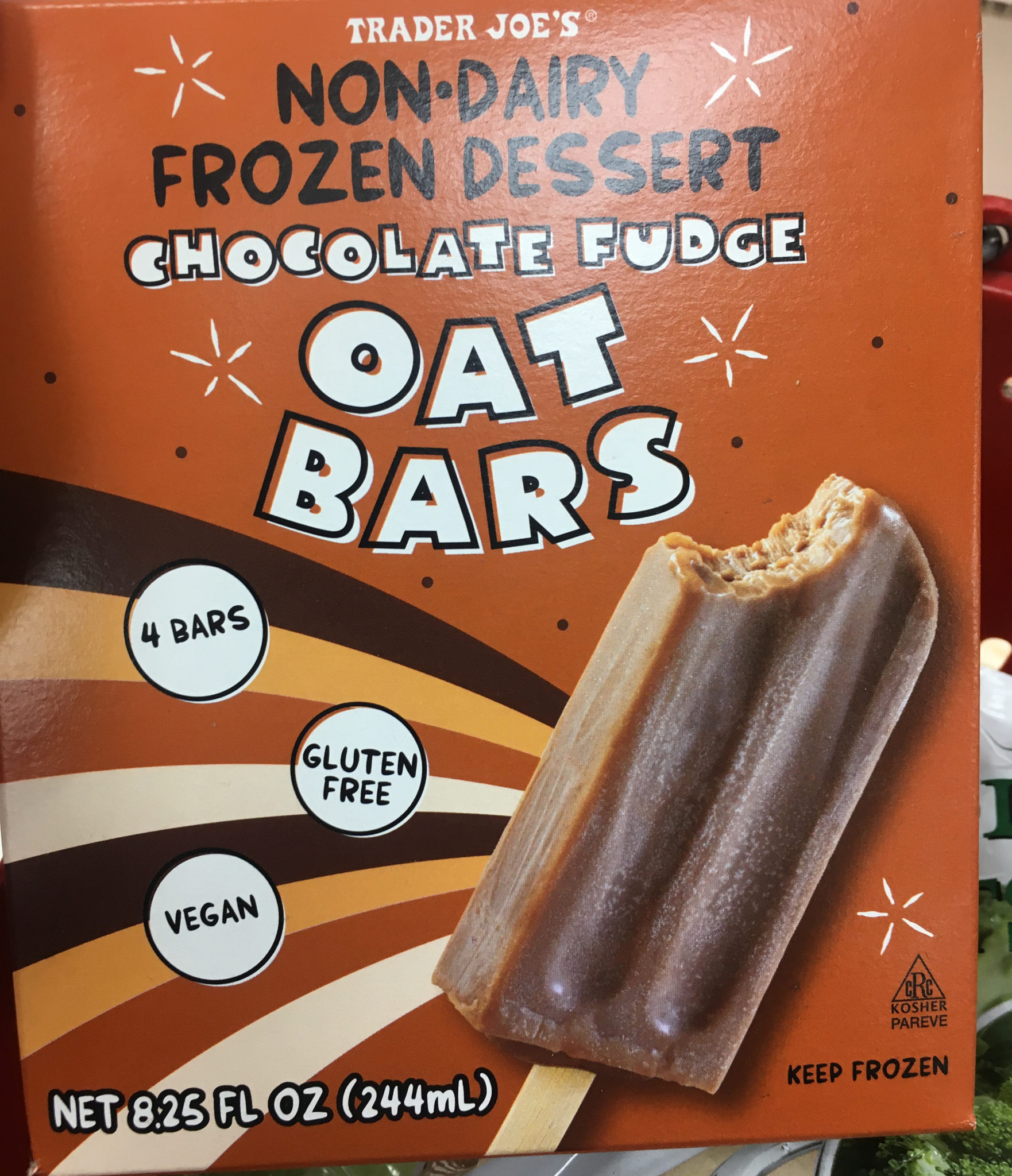 Trader Joe's Chocolate Fudge Oat Bars, Vegan NonDairy Frozen Dessert