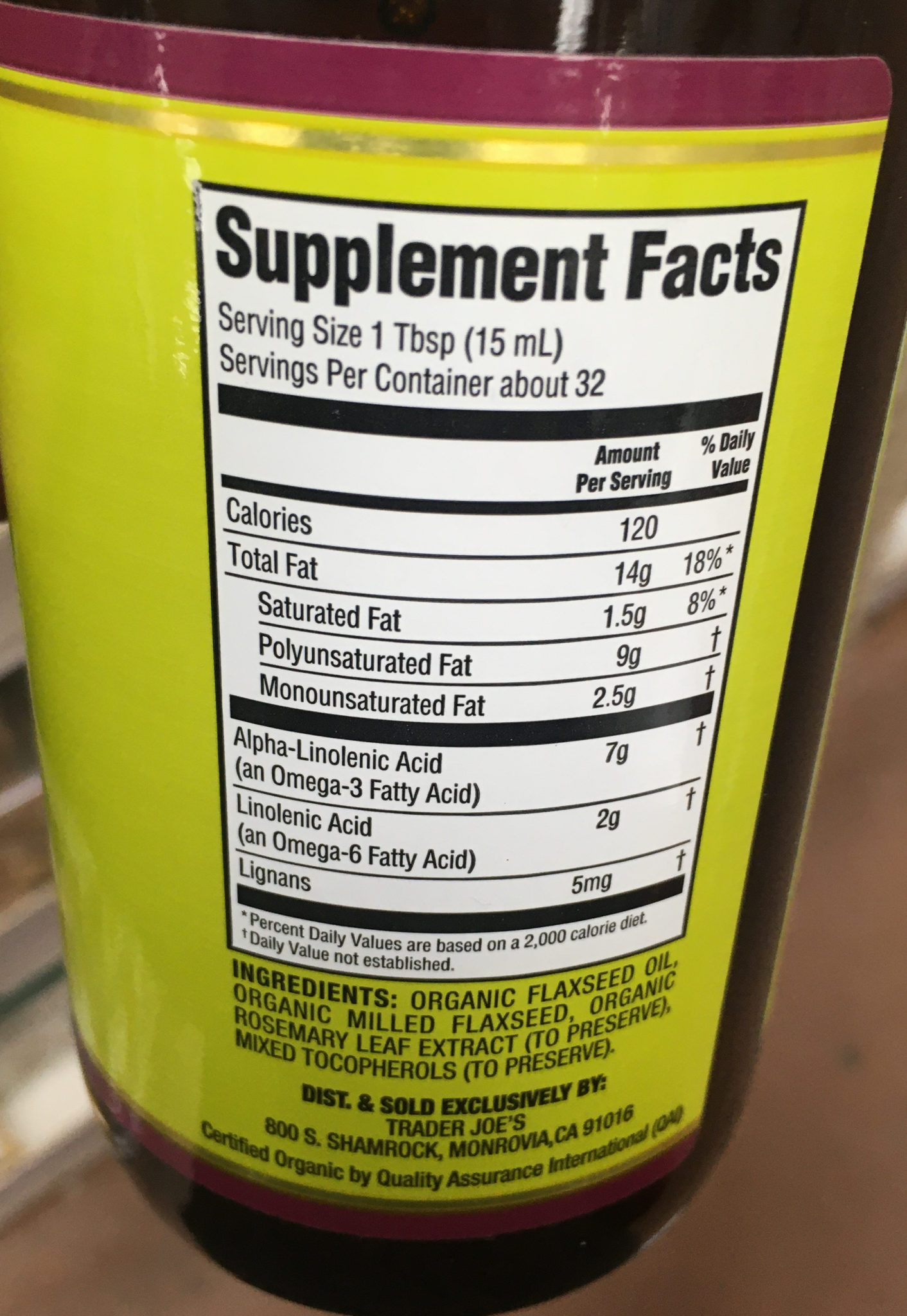 Trader Joe's Flaxseed Oil, Dietary Supplement Trader Joe's Reviews
